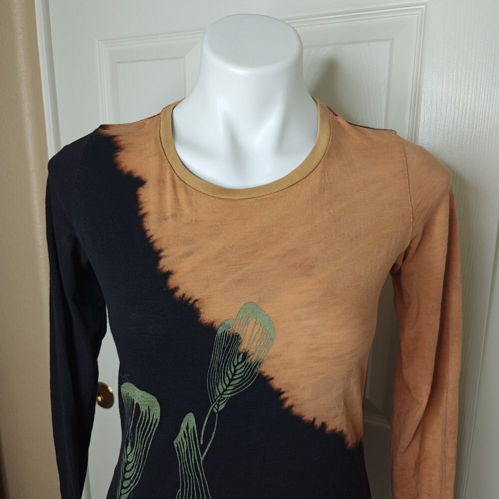 Citron 3.33 split tie-dye color block long sleeve tee sz S - Picture 2 of 10